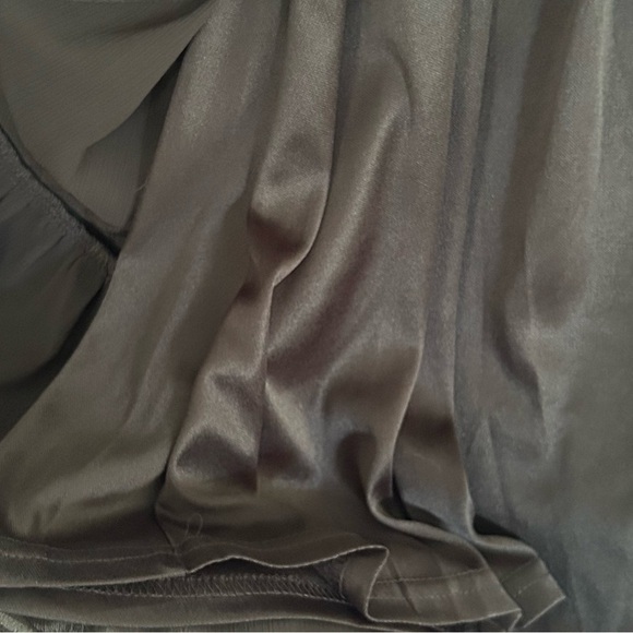 New Elegant Black Tie-Front ruffle Dress w chiffon overlay black size small - Picture 8 of 9